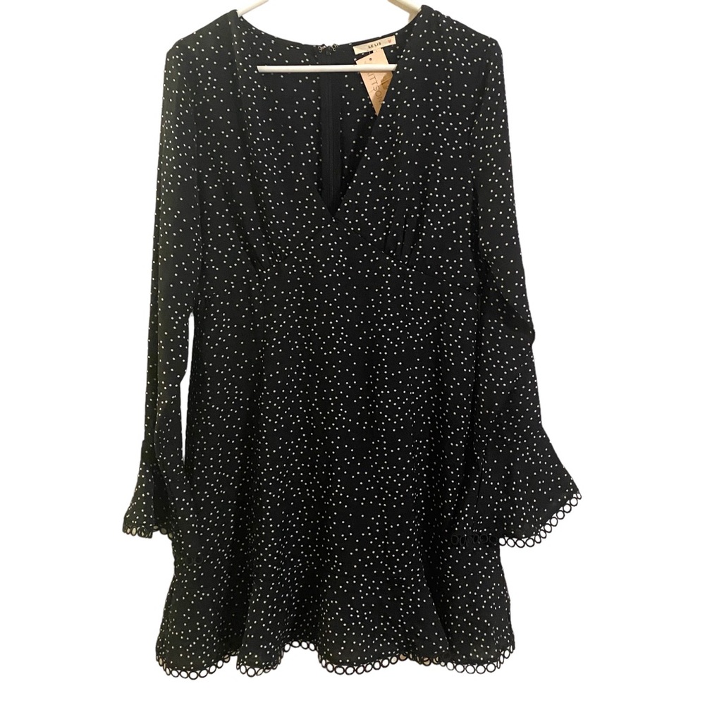 LeLis Jillian Black Polka Dot Dress L